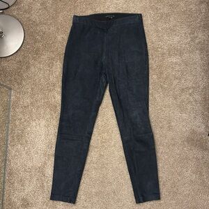 Theory leather pants size 12 Dark blue suede lamb, with side zipper